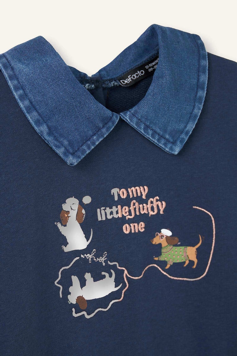 DeFacto Blue BabyGirl Baby Girl Embroidered Dress Casual - Image 3